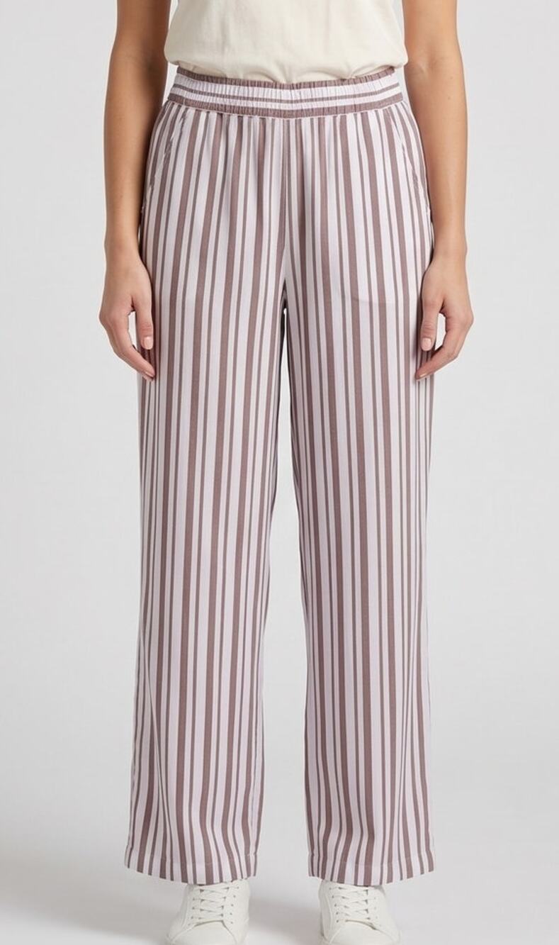 Ann Taylor LOFT Outlet Wide Leg Striped Pants 100% Polyester Small Tan White
